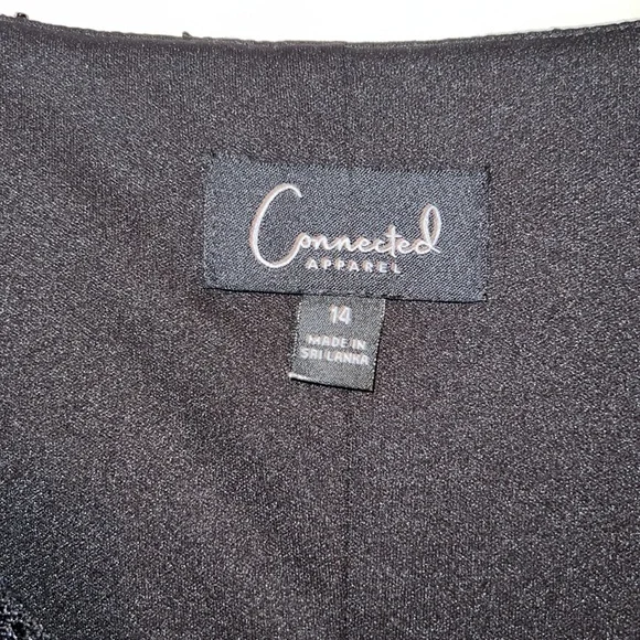 NWOT black long sleeve dress; lace and sequin overlay, sheer sleeves - Picture 3 of 5